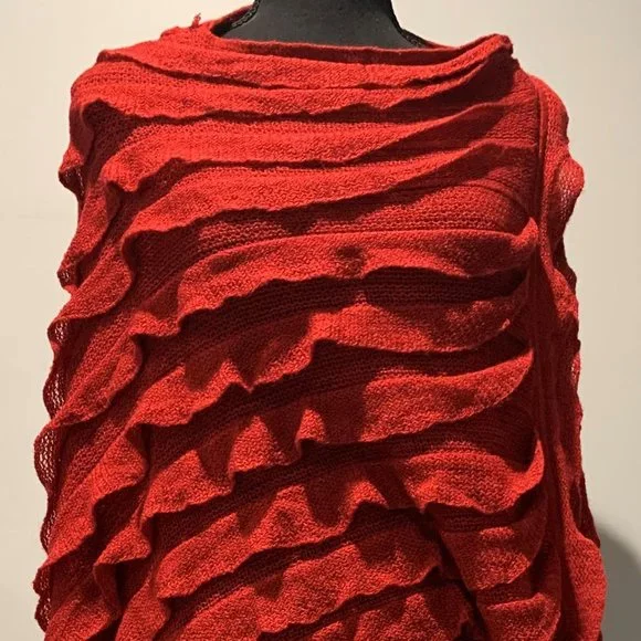 Sweaters New Fashion Cranberry Red Layered Poncho Poshmark - Main Image